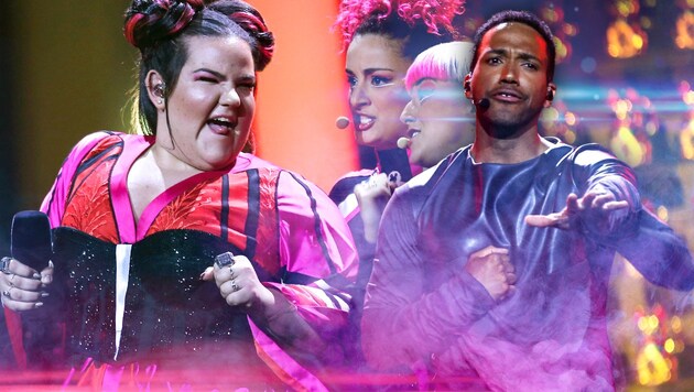 Musikerinnen und Musiker aus Israel gewannen 2018 den Eurovision Song Contest (Archivbild). (Bild: AP, stock.adobe.com, krone.at-Grafik)