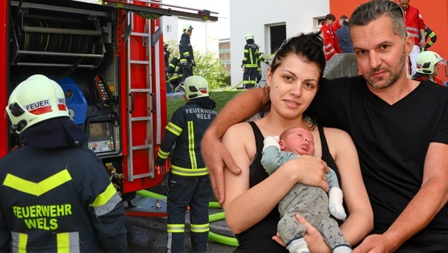 Welle der Hilfsbereitschaft für die Welser Brandopfer Irma und Admir R. mit Baby Daris. (Bild: Dostal, Laumat.at)