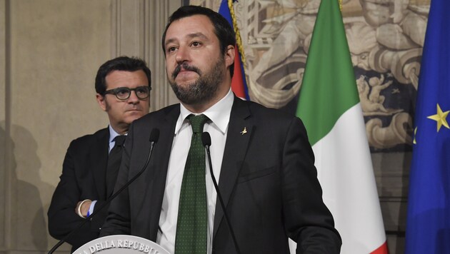 Italiens Innenminister Matteo Salvini, Vorsitzender der rechtskonservativen Lega (Bild: AFP)