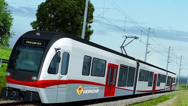 So soll sie einmal aussehen, eine Garnitur der RegioTram oder Stadtbahn von Linz nach Pregarten. (Bild: Schiene OÖ)