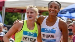 Nafissatou Thiam (rechts) neben der Niederländerin Anouk Vetter (Bild: GEPA)