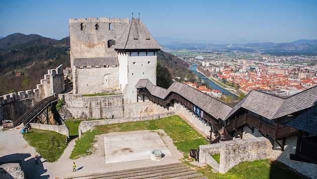 Die alte Burg von Celje ist die bekannteste und größte Burgruine in Slowenien. (Bild: stock.adobe.com, krone.at-Grafik)