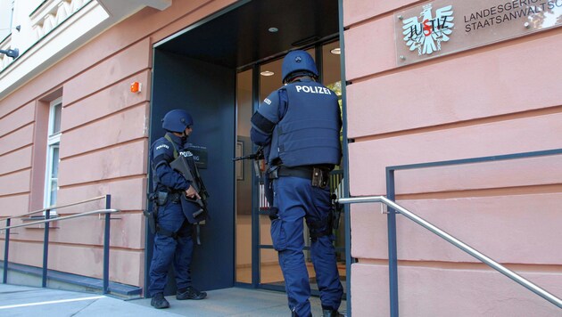 Terrorprozess am Landesgericht Klagenfurt unter strengen Sicherheitsvorkehrungen (Bild: Daniel Raunig)
