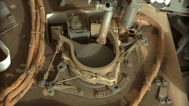 Der Bohrer des Rovers „Curiosity“ (Bild: NASA/JPL-Caltech/MSSS)