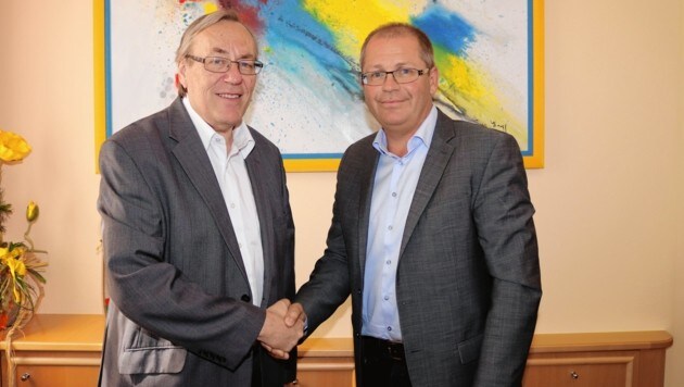 Die Bürgermeister Ernst Meixner (links) und Bernd Osprian (Bild: Robert Cescutti)