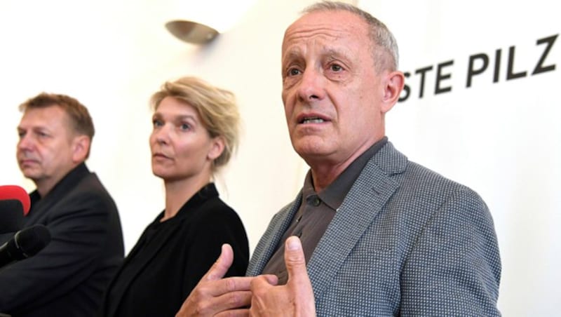 Pressekonferenz zur Zukunft der Liste Pilz (v. l.): Wolfgang Zinggl, Maria Stern und Peter Pilz (Bild: APA/Roland Schlager)