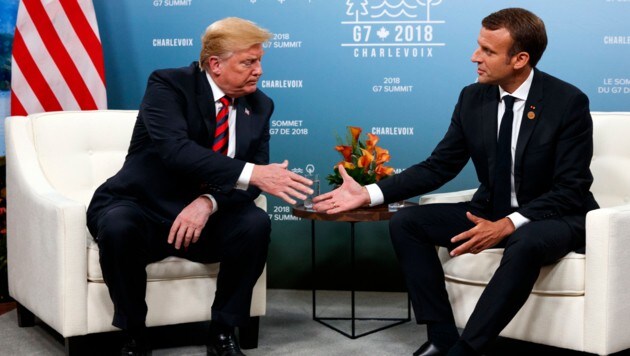 US-Präsident Donald Trump und sein französischer Amtskollege Emmanuel Macron (Bild: AP)