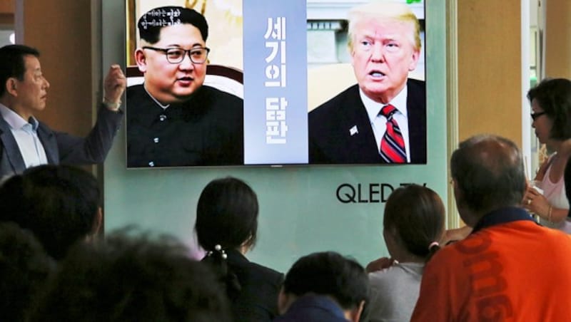 In Südkorea blickt man dem Gipfeltreffen von Kim und Trump mit Spannung entgegen. (Bild: AP)