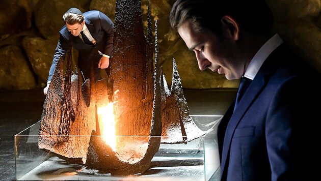 Juni 2018: Sebastian Kurz in der Holocaust-Gedenkstätte Yad Vashem (Bild: APA/ROBERT JAEGER, AP, krone.at-Grafik)