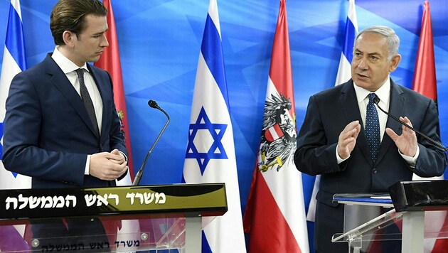 Sebastian Kurz und Benjamin Netanyahu (Bild: AP/Robert Jäger)