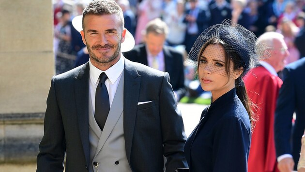 David und Victoria Beckham bei der Hochzeit von Prinz Harry (Bild: AFP or licensors)