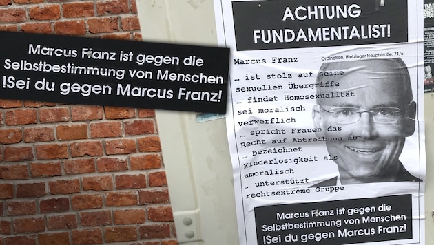 Plakat-Hetze gegen Dr. Marcus Franz (Bild: Marcus Franz, stock.adobe.com, krone.at-Grafik)