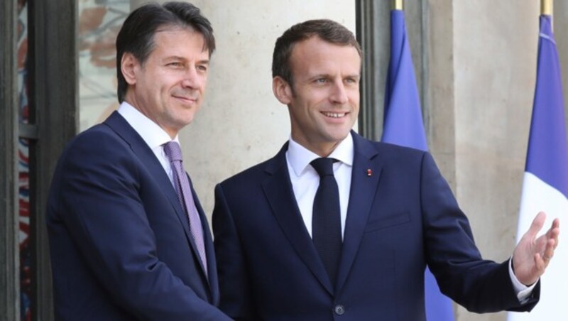 Emmanuel Macron und Giuseppe Conte (Bild: AFP)