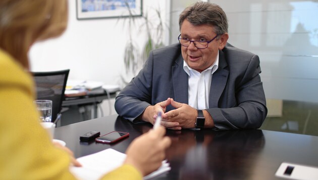 Der neue ÖGB Präsident Wolfgang Katzian im Interview mit Conny Bischofberger (Bild: Gerhard Bartel)
