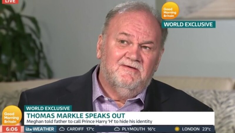 Thomas Markle gibt der britischen Morgensendung „Good Morning Britain“ das erste Interview nach der Hochzeit seiner Tochter Meghan mit Prinz Harry. (Bild: www.PPS.at)