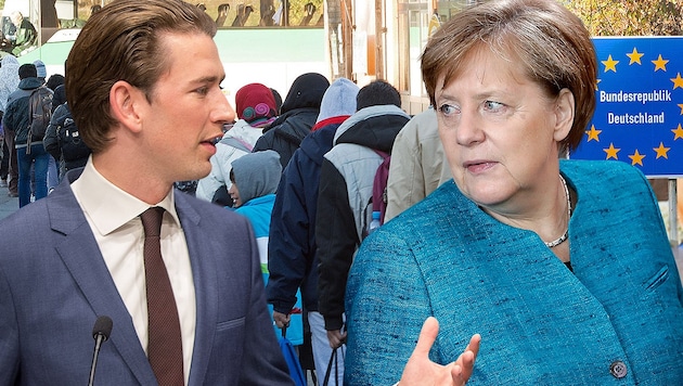 Sebastian Kurz und Angela Merkel (Bild: APA/ÖVP/Jakob Glasner, AP, APA/dpa, krone.at-Grafik)