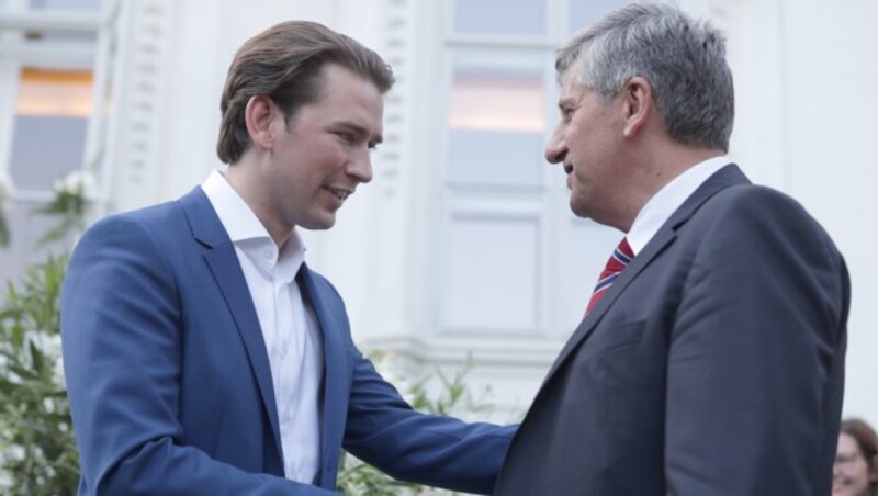 Sebastian Kurz und der frühere Vizekanzler und Außenminister Michael Spindelegger (Bild: APA/GEORG HOCHMUTH)