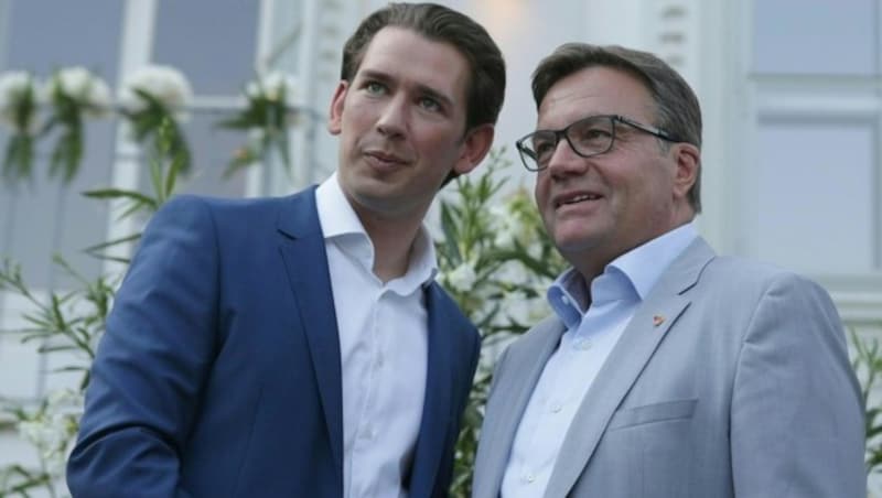 Sebastian Kurz und Tirols Landeshauptmann Günther Platter (Bild: APA/GEORG HOCHMUTH)