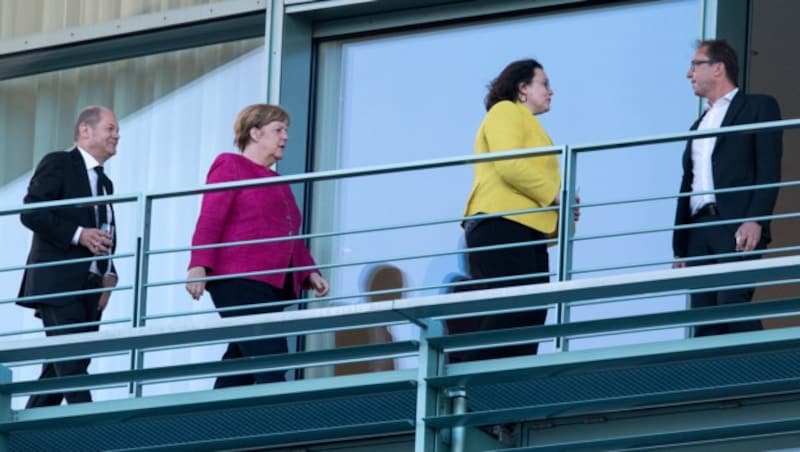 Olaf Scholz, Andrea Nahles, Angela Merkel und Alexander Dobrindt (Bild: AFP)