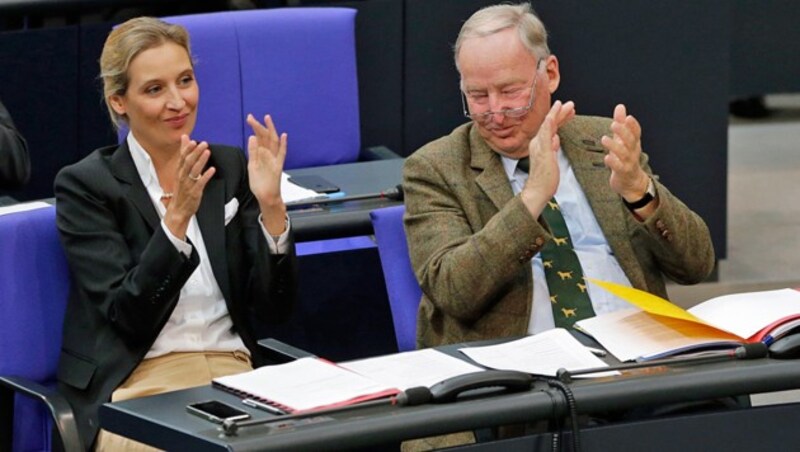 AfD-Chef Alexander Gauland und Fraktionsvorsitzende Alice Weidel haben gut lachen. (Bild: Associated Press)