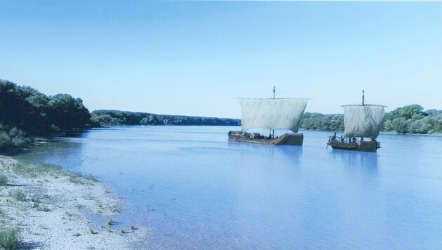 Mit kleinen, wendigen Segelschiffen betrieben römische Soldaten nicht nur Handel auf der Donau, sie überwachten von ihnen aus auch den Fluss - bei feindlichen Einfällen waren sie rasch zur Stelle (Bild: Horst Einöder)