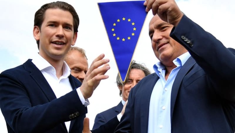 Sebastian Kurz bei der Übernahme des EU-Vorsitzes von Bulgarien (Bild: APA/Barbara Gindl)