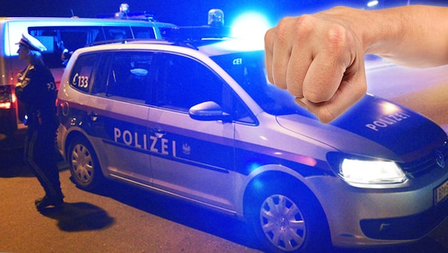 Die Welser Polizei sucht jetzt die Prüglerbande (Bild: APA/Hans Punz (Symbolbild), stock.adobe.com, krone.at-Grafik)