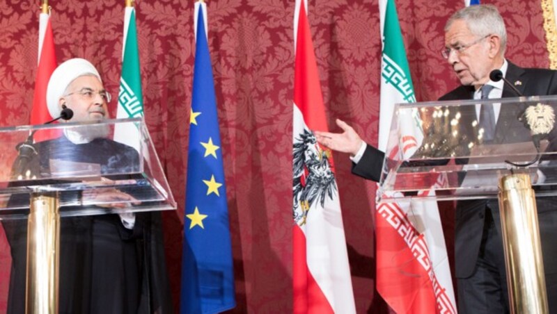 Alexander Van der Bellen und der iranische Präsident Hassan Rouhani (Bild: APA/GEORG HOCHMUTH)