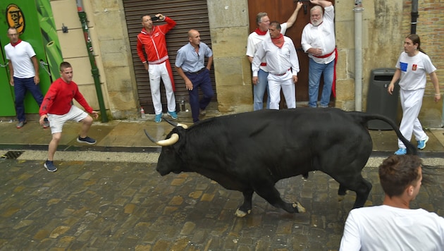 A fighting bull killed a spectator at a town festival in Pantoja, Spain (archive image). (Bild: AFP)