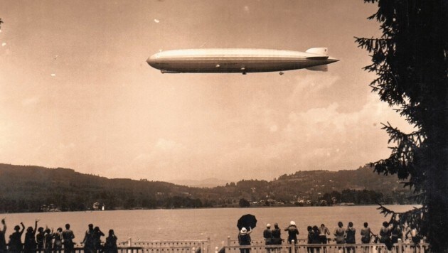 In Maiernigg schien der Zeppelin über dem Wörthersee zu schweben; weiter ging es nach Villach und dann zur Wende über dem Faaker See. (Bild: TAÖ/AAvK)
