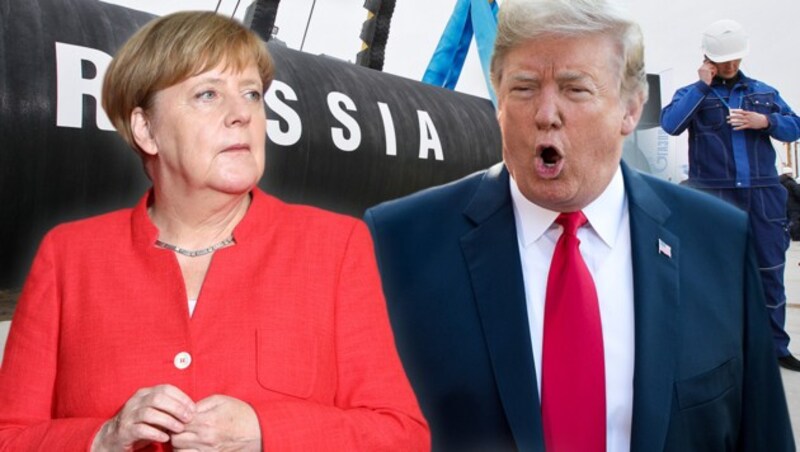 Angela Merkel, Donald Trump (Bild: APA/AFP/Omer Messinger, Associated Press, APA/Saul Loeb, krone.at-Grafik)