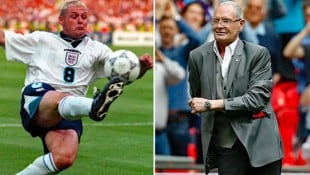 Paul Gascoigne in Aktion und als „Pensionist“ (Bild: PRESS ASSOCIATION FILES, APA/AFP/Ian KINGTON)