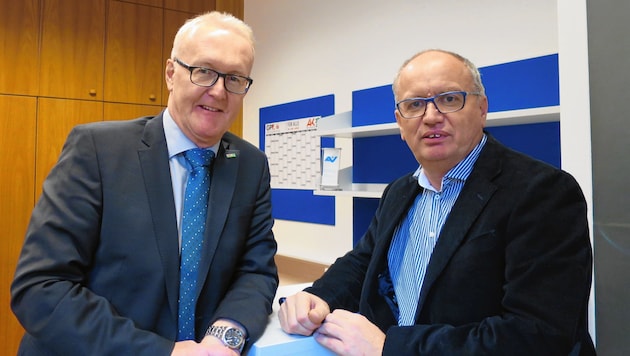 Der steirische AK-Vizepräsident Franz Gosch und Kurt Wohlmuther (Betriebsratsvorsitzender der AUVA-Landesstelle Steiermark) (Bild: FCG)