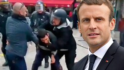 Die Prügelaffäre weitet sich aus, der Druck auf Präsident Emmanuel Macron steigt. (Bild: AP, AFP)
