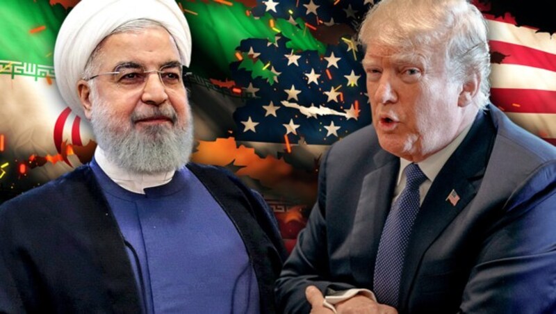 Irans Präsident Hassan Rouhani, Donald Trump (Bild: AFP, AP, stock.adobe.com, krone.at-Grafik)