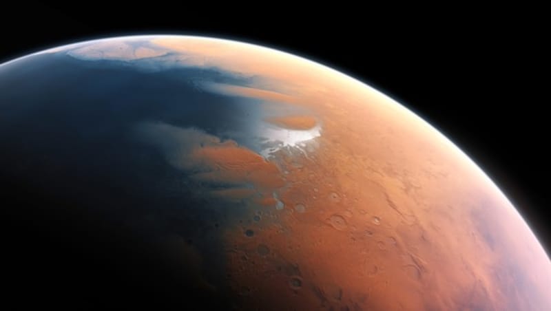 Illustration: So könnte der Ozean auf dem Mars ausgesehen haben. (Bild: ESO/M. Kornmesser)
