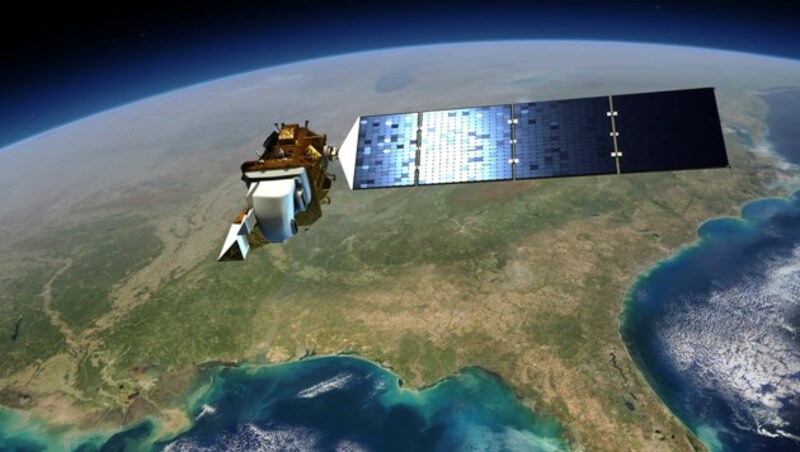 Künstlerische Illustration: „Landsat 8“ über der Erde (Bild: NASA/GSFC/Landsat)