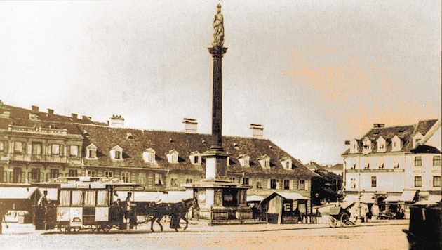 Die erste Bimlinie in Graz führte ab 1878 vom Jakominiplatz (hier im Bild) zum Bahnhof. 2,2 Kilometer lang war die Strecke. (Bild: Karl A. Kubinzky)