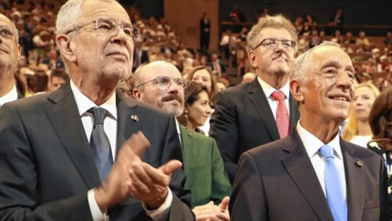 Bundespräsident Alexander Van der Bellen und Portugals Staatpräsident Marcelo Rebelo de Sousa (Bild: APA/FRANZ NEUMAYR)