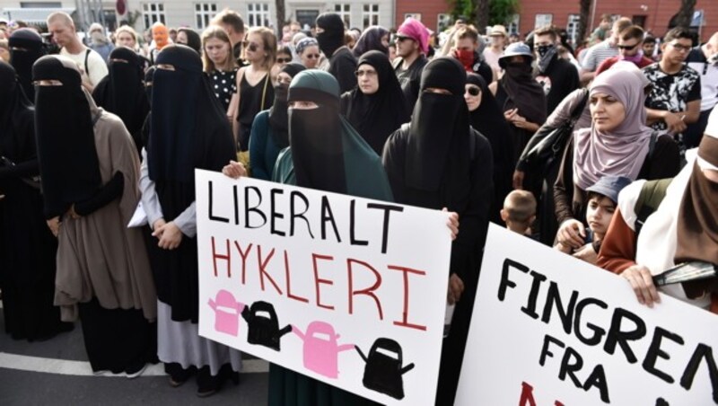 Protest in Kopenhagen gegen das Burka-Verbot (Bild: AFP)