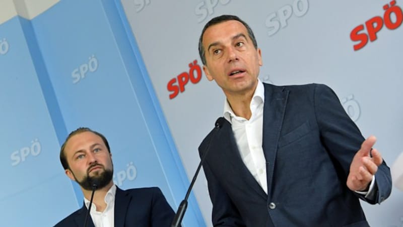 Max Lercher, Christian Kern (Bild: APA/HANS KLAUS TECHT)