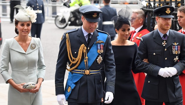 For years, the enmity between Princess Kate, Prince William, Duchess Meghan and Prince Harry has run deep. (Bild: AFP)