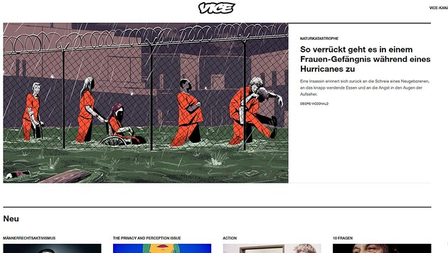 Ein Screenshot der aktuellen Startseite von Vice (Bild: www.vice.com/de_at)