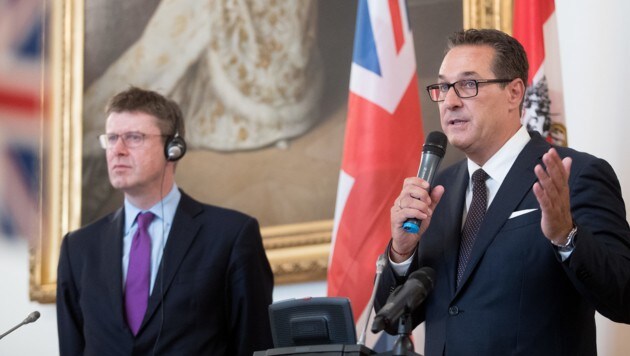 Der britische Wirtschaftsminister Greg Clark und Vizekanzler Heinz-Christian Strache (FPÖ) (Bild: APA/GEORG HOCHMUTH)