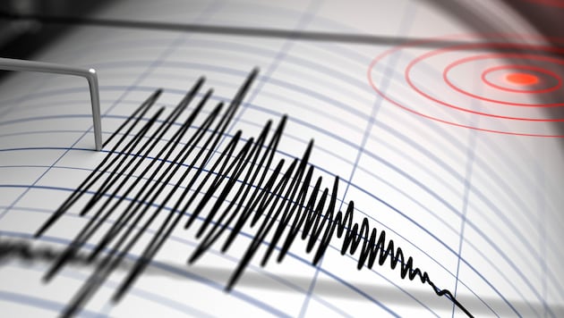 Beispielhafte Aufzeichnung der Erschütterungen eines Seismographen (Symbolbild) (Bild: stock.adobe.com)
