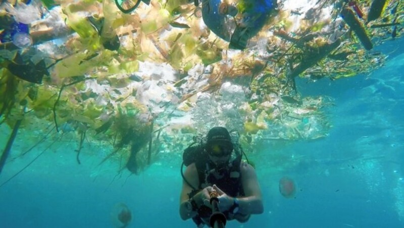 Rich Horner filmte vor Bali Unmengen an Plastikmüll. (Bild: Richard Horner/SWNS.com)