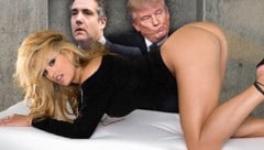 Donald Trump, sein Ex-Anwalt Michael Cohen und Stormy Daniels, an die Schweigegeld gezahlt wurde (Bild: APA/AFP/GETTY IMAGES, Penthouse, AP, krone.at-Grafik)