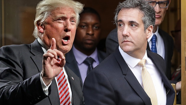 Der frühere US-Präsident Donald Trump hat eine 500-Millionen-Dollar-Klage gegen seinen Ex-Anwalt Michael Cohen (im Bild rechts) zurückgezogen. (Bild: AP, AFP, krone.at-Grafik)