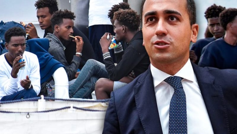 Italiens Vize-Regierungschef Luigi Di Maio verlangt eine europäische Lösung und Hilfe für sein Land. (Bild: Orietta Scardino/ANSA via AP, AP Photo/Andrew Medichini, krone.at-Grafik)