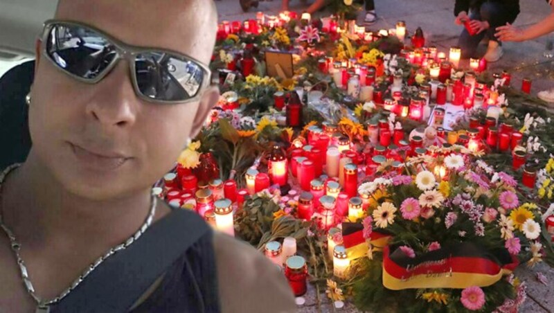 Das Opfer der tödlichen Messerattacke: Daniel H. (35) (Bild: twitter.com, APA/dpa/Jan Woitas, krone.at-Grafik)